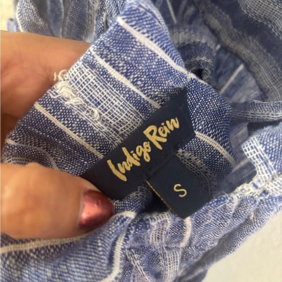 Indigo Rein Blue Jumpsuit with Wide Legs and Tie Belt - Picture 6 of 9